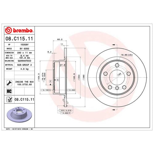 Disco De Freno Trasero Para Bmw 118I 2012-2019