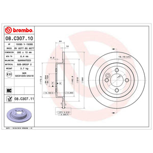 Disco De Freno Trasero Para Mini Cooper 2007-2015