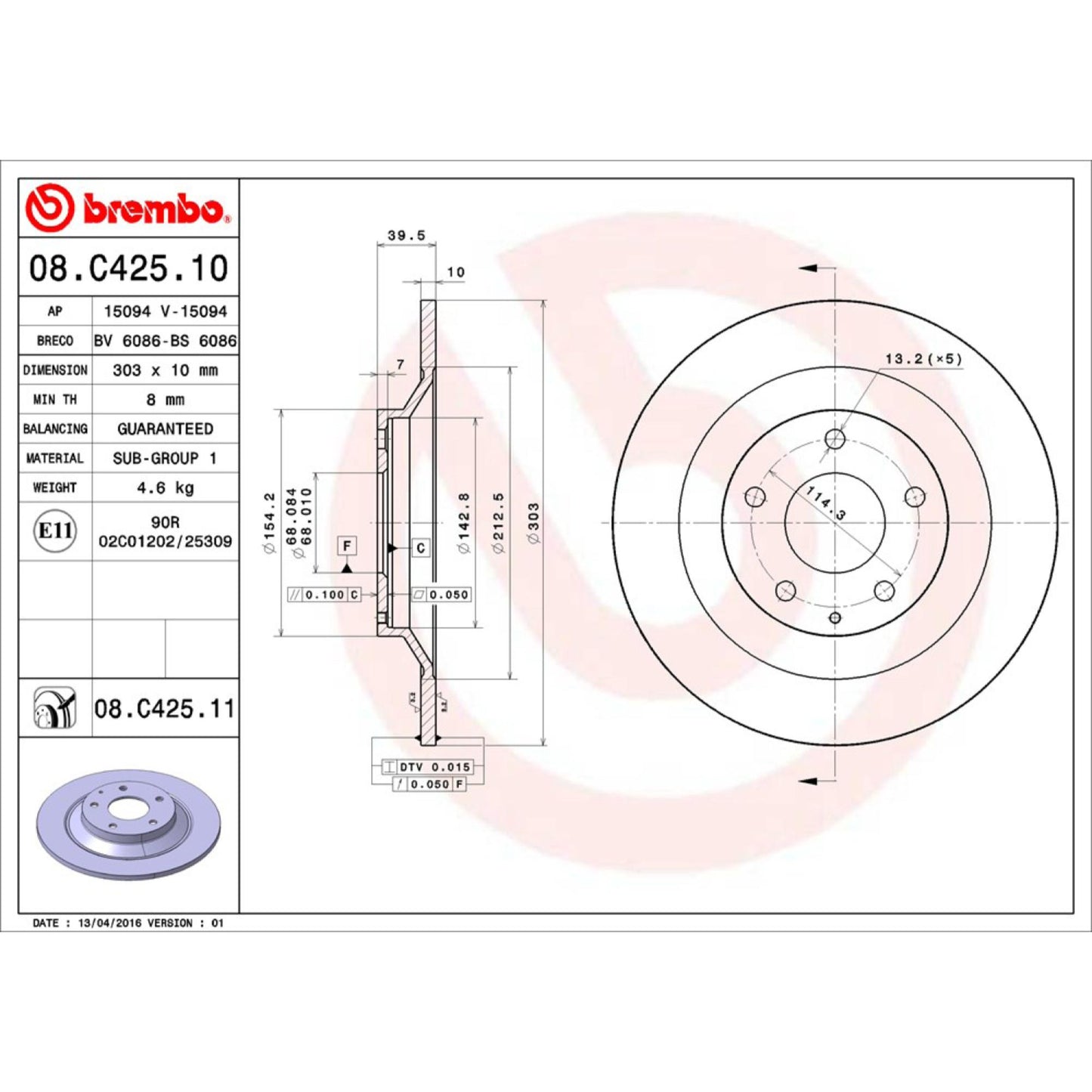 Disco De Freno Trasero Para Mazda Cx-5 2013-2021