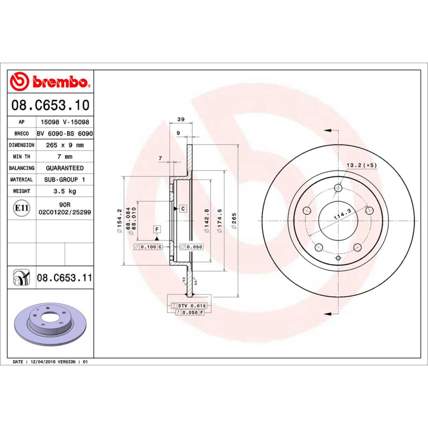 Disco De Freno Trasero Para Mazda 3 2014-2021