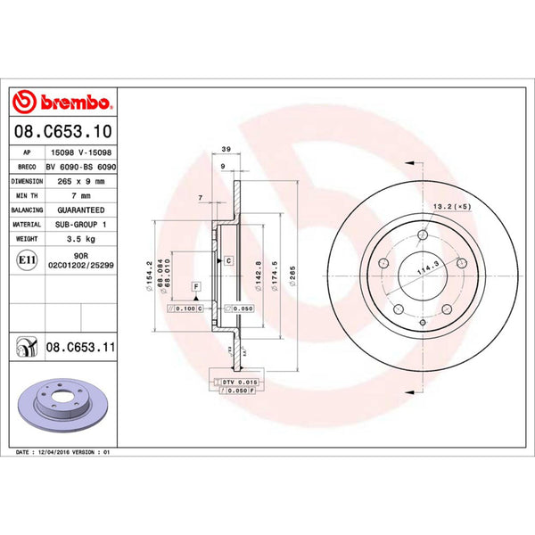 Disco De Freno Trasero Para Mazda 3 2014-2021