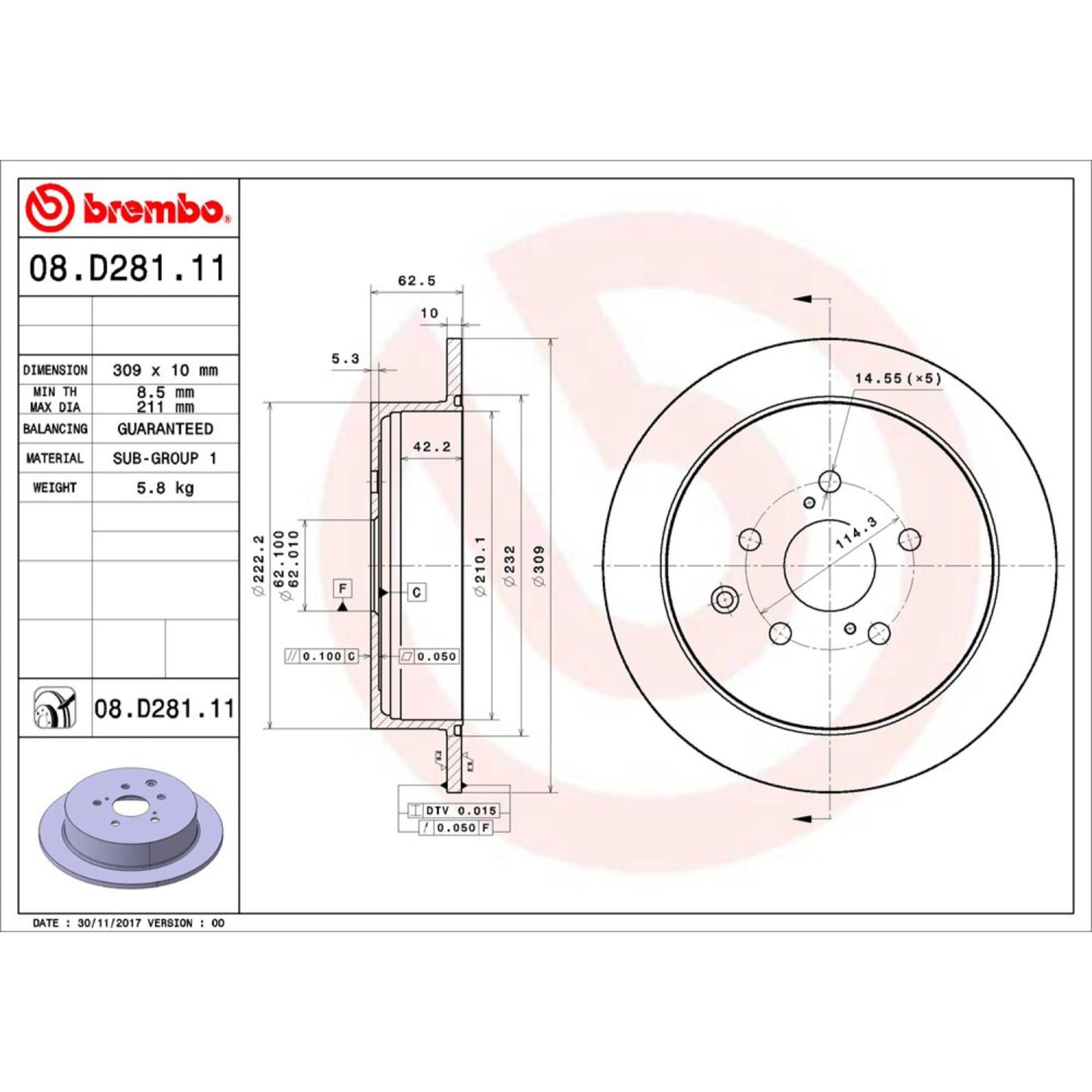 Disco De Freno Trasero Para Toyota Sienna 2011-2019