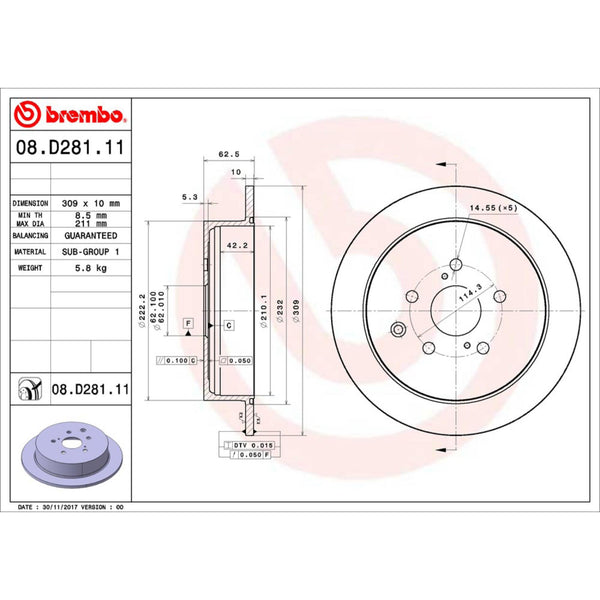 Disco De Freno Trasero Para Toyota Sienna 2011-2019