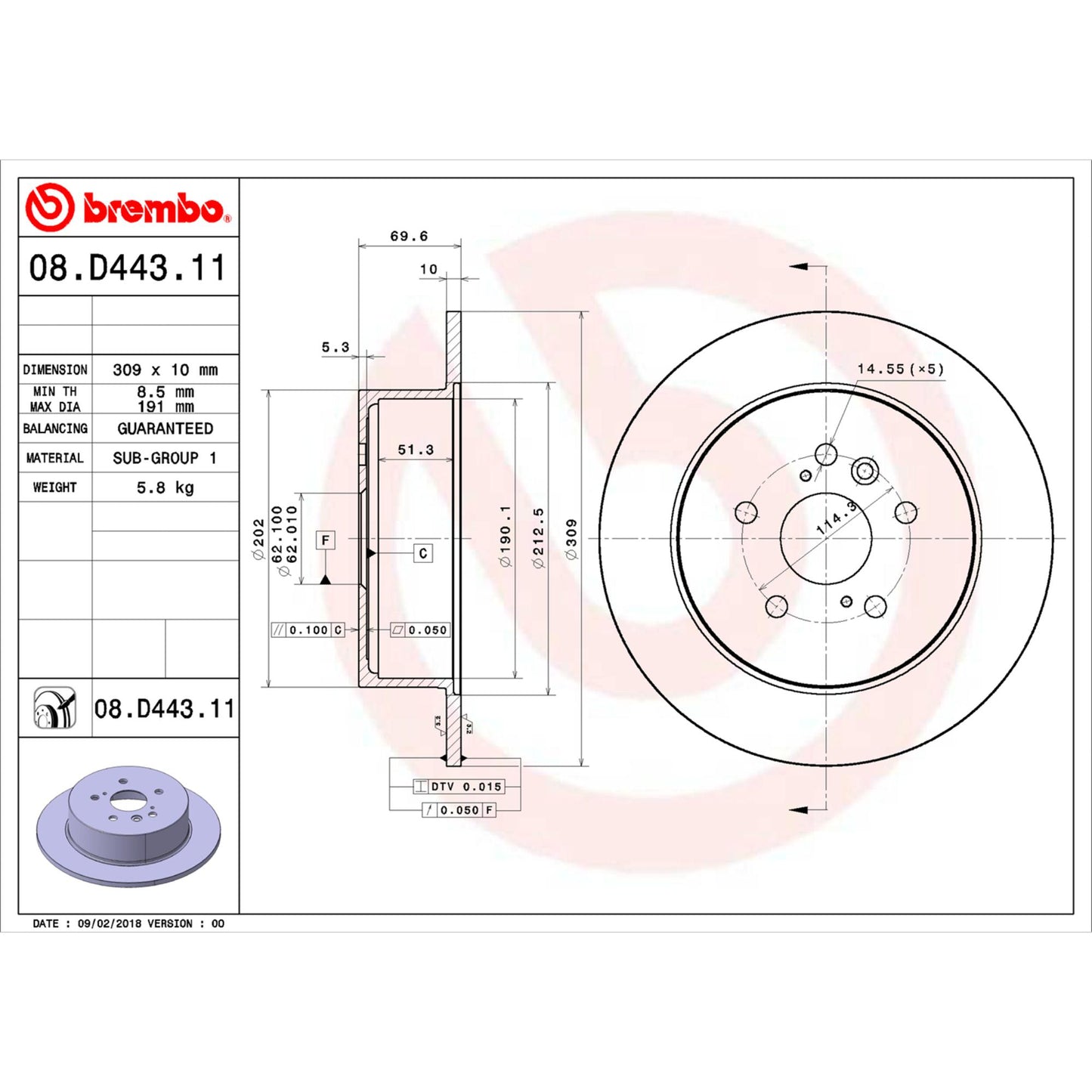 Disco De Freno Trasero Para Toyota Highlander 2008-2014