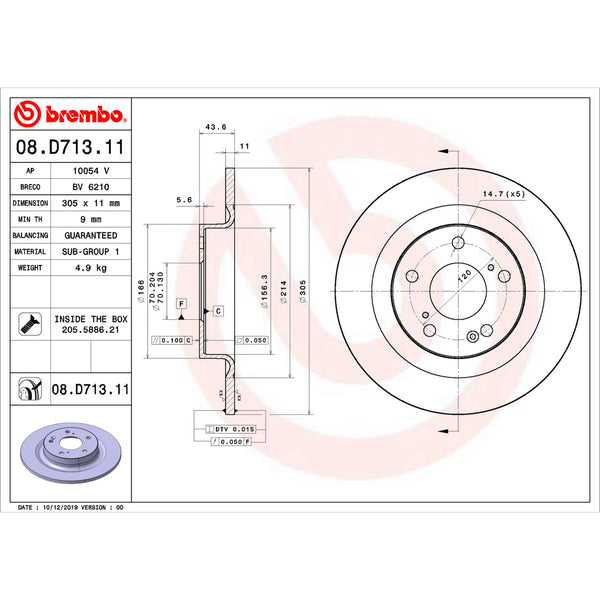 Disco De Freno Trasero Para Honda Civic 2017-2019