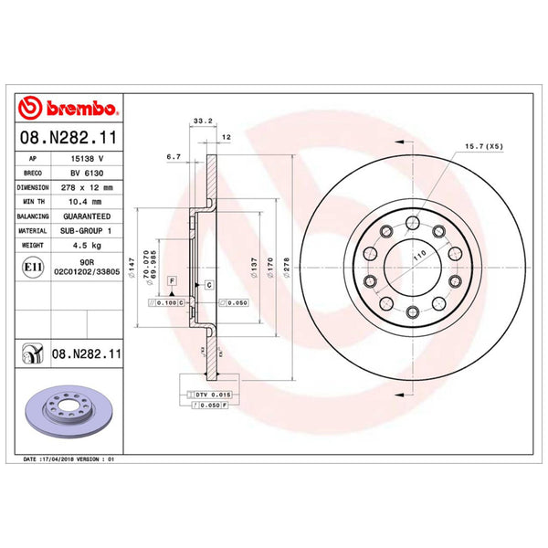 Disco De Freno Trasero Para Jeep Cherokee 2014-2022