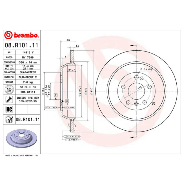Disco De Freno Trasero Para Mercedes-Benz Ml350 2006-2011