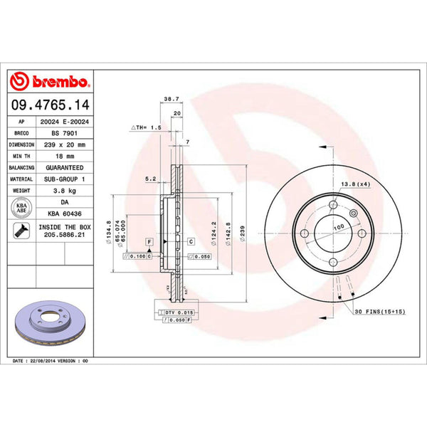 Disco De Freno Delantero Para Volkswagen Golf 1985-1992