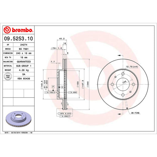 Disco De Freno Delantero Para Nissan Sentra 1987-1994
