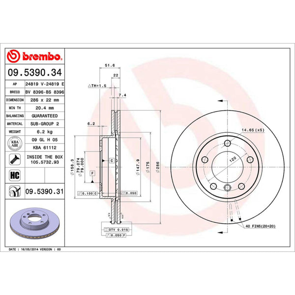 Disco De Freno Delantero Para Bmw 323I 1998-1998