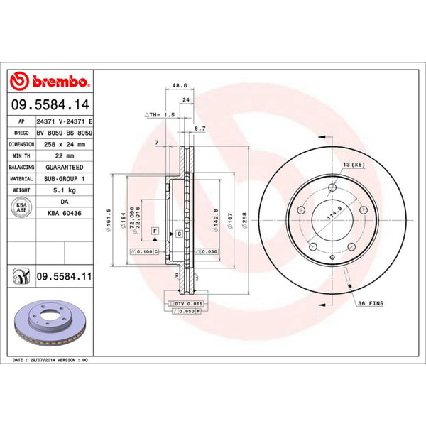 Disco De Freno Delantero Para Ford Probe 1993-1997