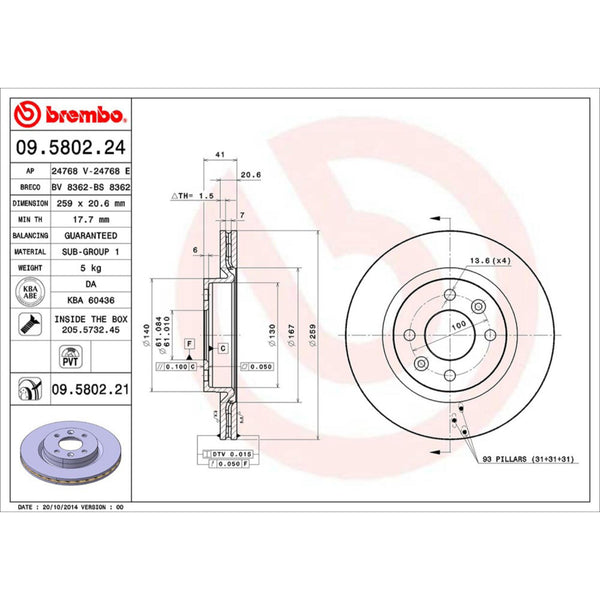 Disco De Freno Delantero Para Nissan Platina 2002-2010
