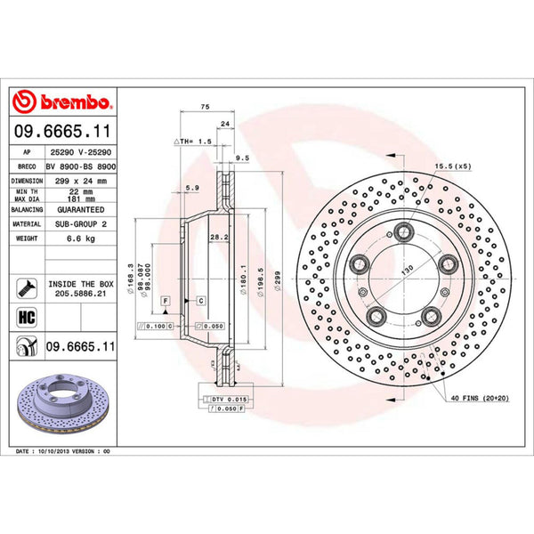 Disco De Freno Trasero Para Porsche 911 1999-2008
