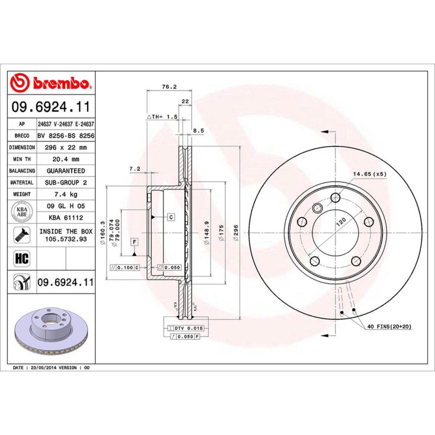 Disco De Freno Delantero Para Bmw 525I 2001-2003