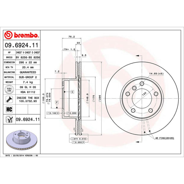 Disco De Freno Delantero Para Bmw 525I 2001-2003
