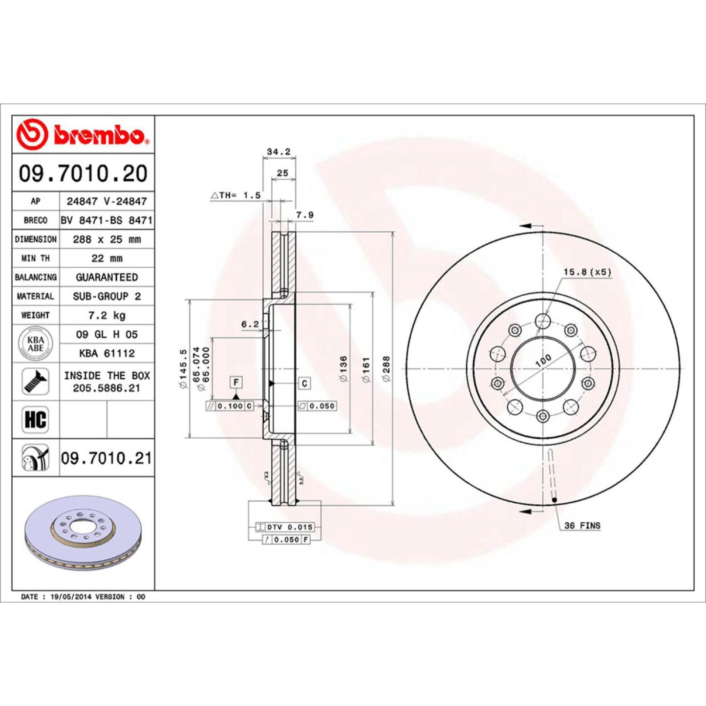 Disco De Freno Delantero Para Volkswagen Golf 1999-2006