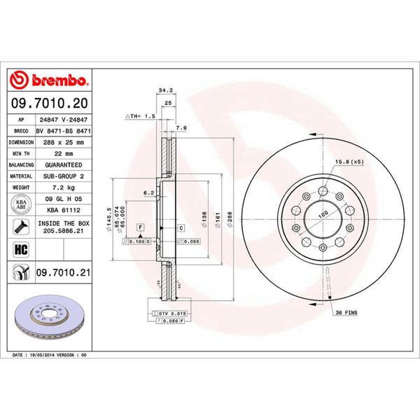 Disco De Freno Delantero Para Volkswagen Golf 1999-2006