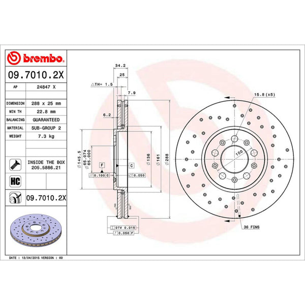 Disco De Freno Delantero Para Volkswagen Golf 1999-2006