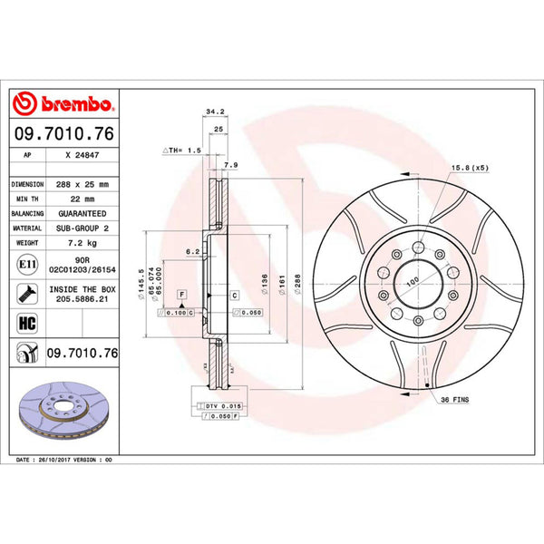Disco De Freno Delantero Para Volkswagen Golf 1999-2006