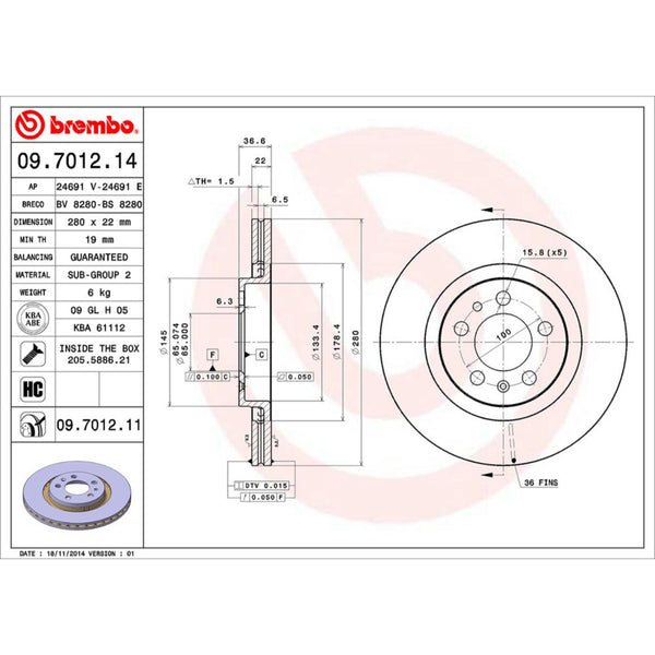 Disco De Freno Delantero Para Volkswagen Beetle 1998-2011