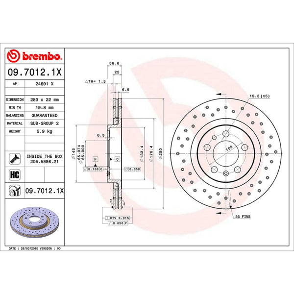 Disco De Freno Delantero Para Volkswagen Beetle 1998-2011
