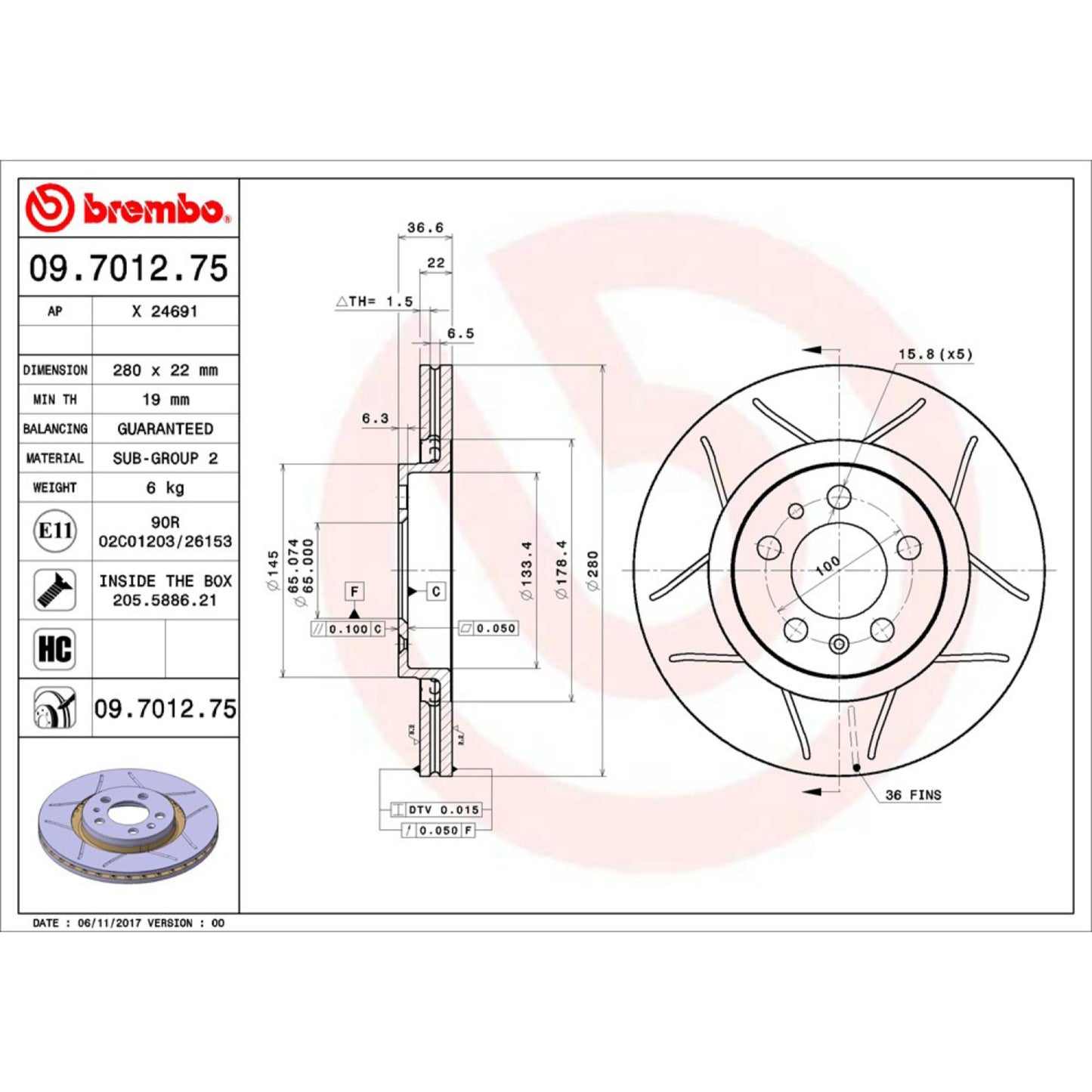 Disco De Freno Delantero Para Volkswagen Beetle 1998-2011