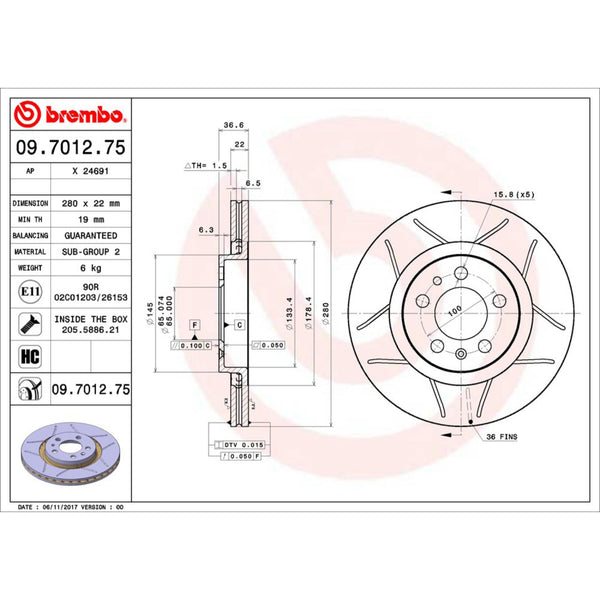 Disco De Freno Delantero Para Volkswagen Beetle 1998-2011