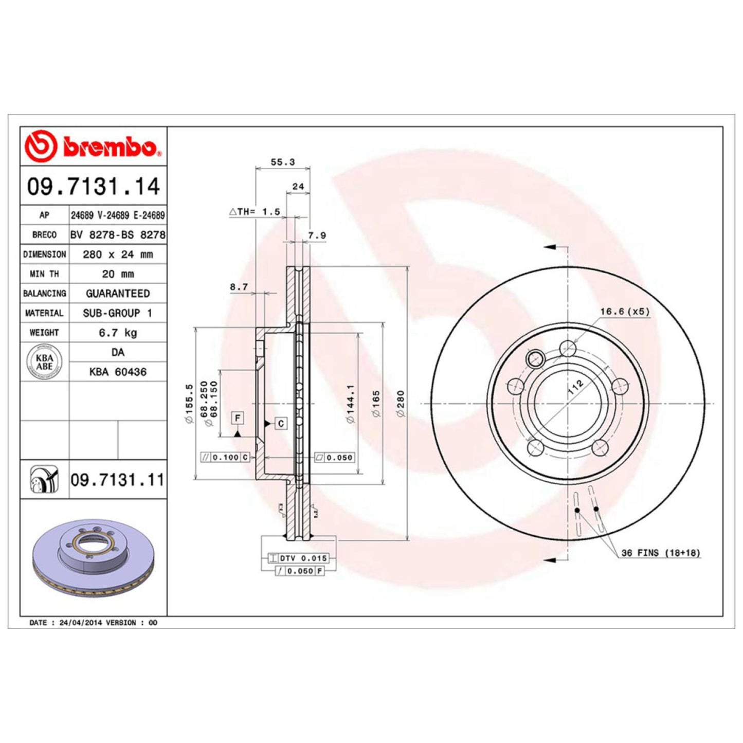 Disco De Freno Delantero Para Volkswagen Eurovan 2000-2004