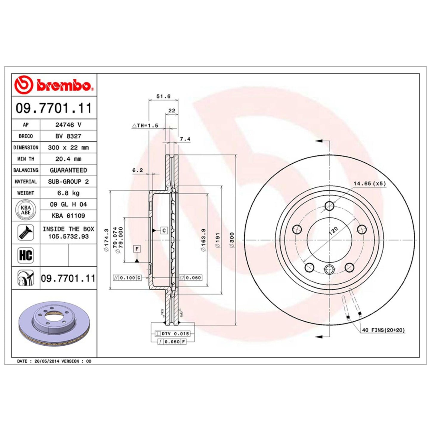 Disco De Freno Delantero Para Bmw 325Ci 2001-2006