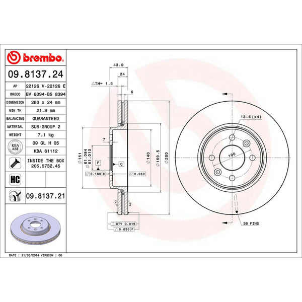 Disco De Freno Delantero Para Renault Clio 2002-2006