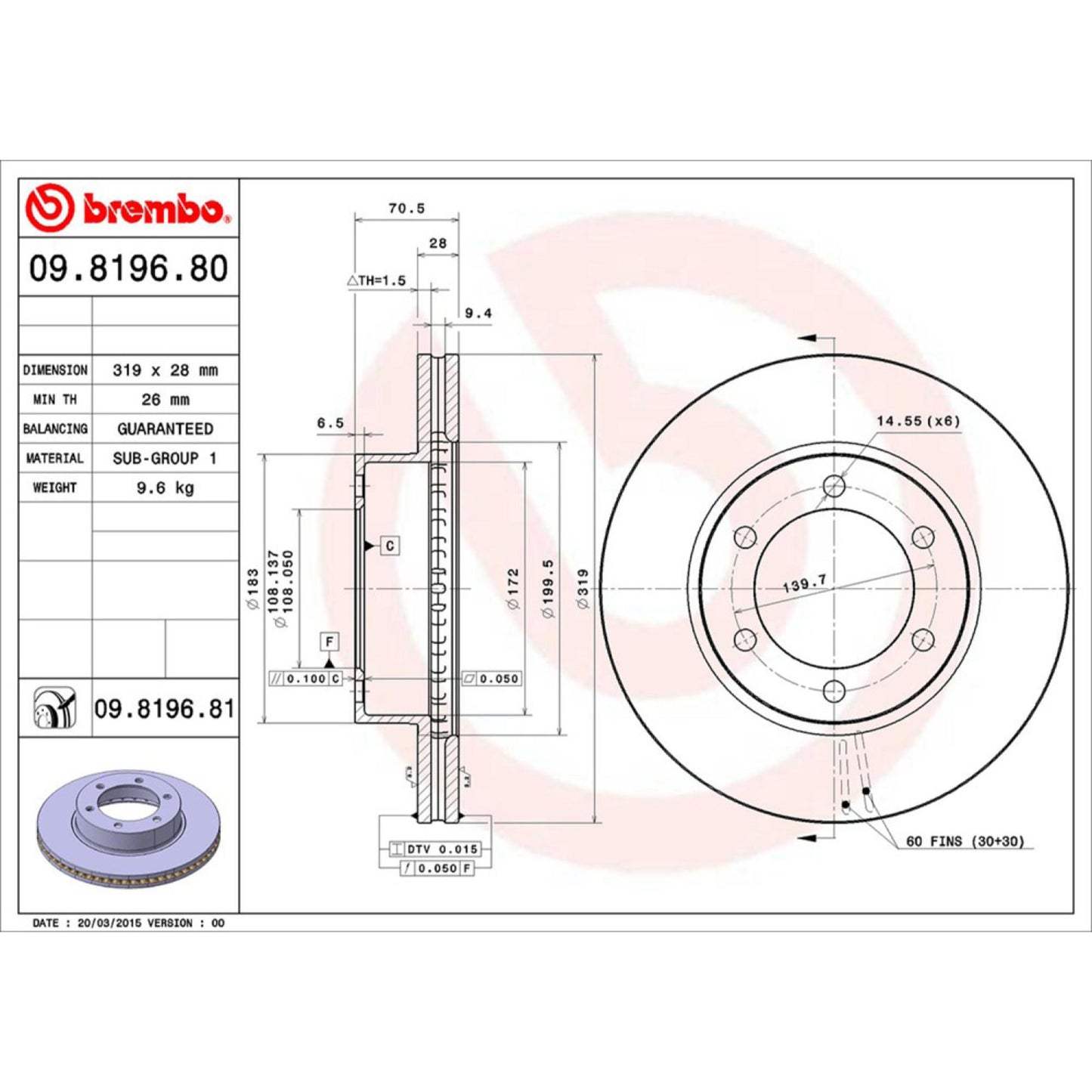 Disco De Freno Delantero Para Toyota Tundra 2000-2006
