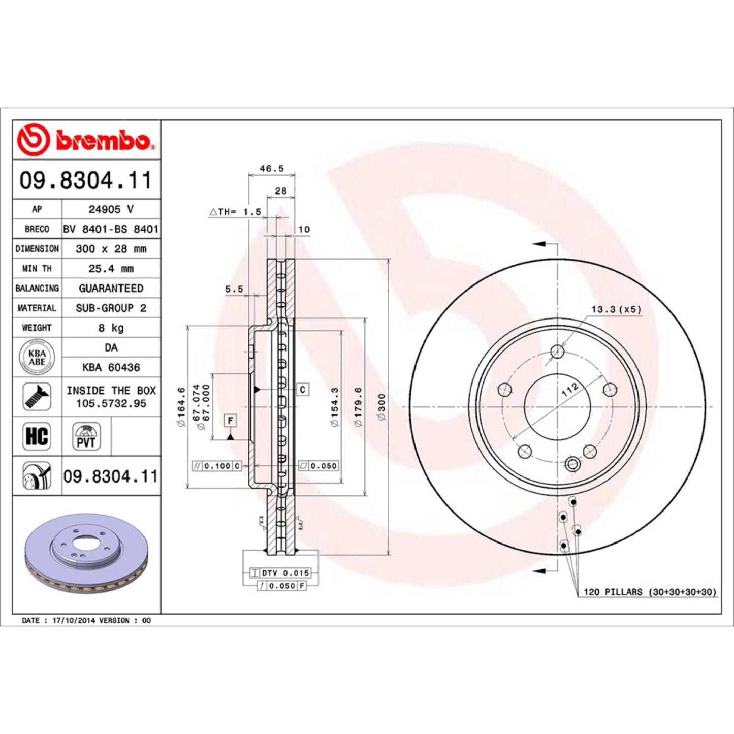 Disco De Freno Delantero Para Mercedes-Benz Clk320 1998-2002
