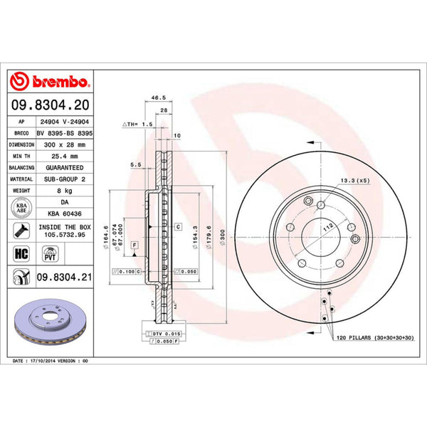 Disco De Freno Delantero Para Mercedes-Benz Clk320 2004-2005