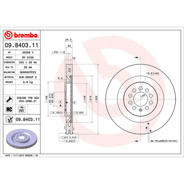Disco De Freno Delantero Para Seat Leon 2003-2006