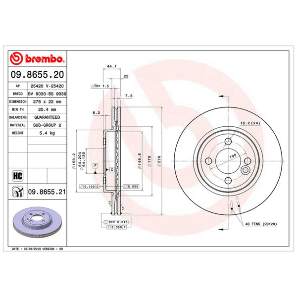 Disco De Freno Delantero Para Mini Cooper 2006-2008