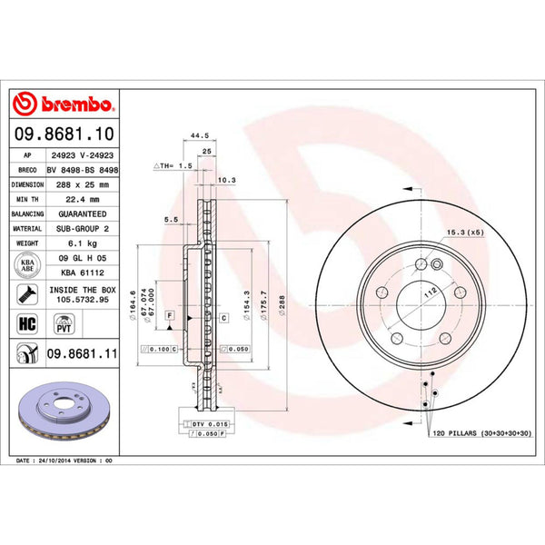 Disco De Freno Delantero Para Mercedes-Benz B200 2006-2011