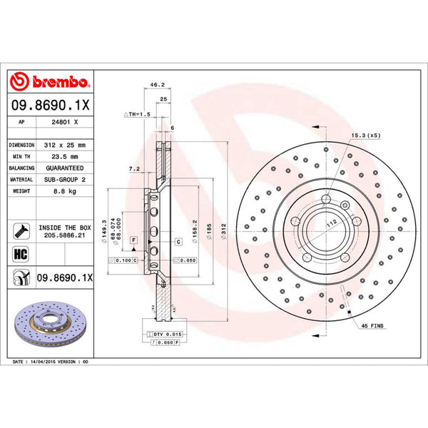 Disco De Freno Delantero Para Audi A8 Quattro 1997-1999