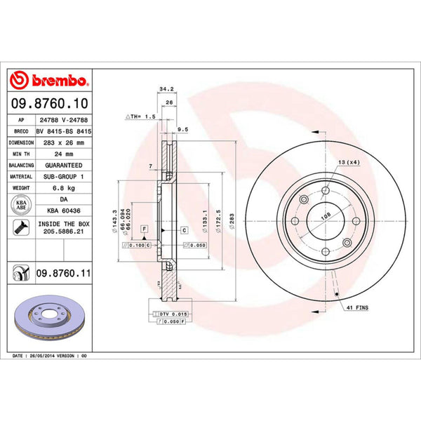 Disco De Freno Delantero Para Peugeot 307 2003-2010