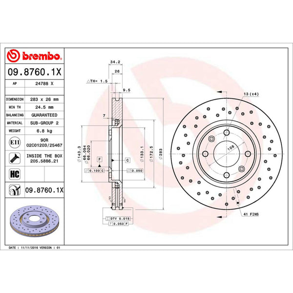 Disco De Freno Delantero Para Peugeot 307 2003-2010