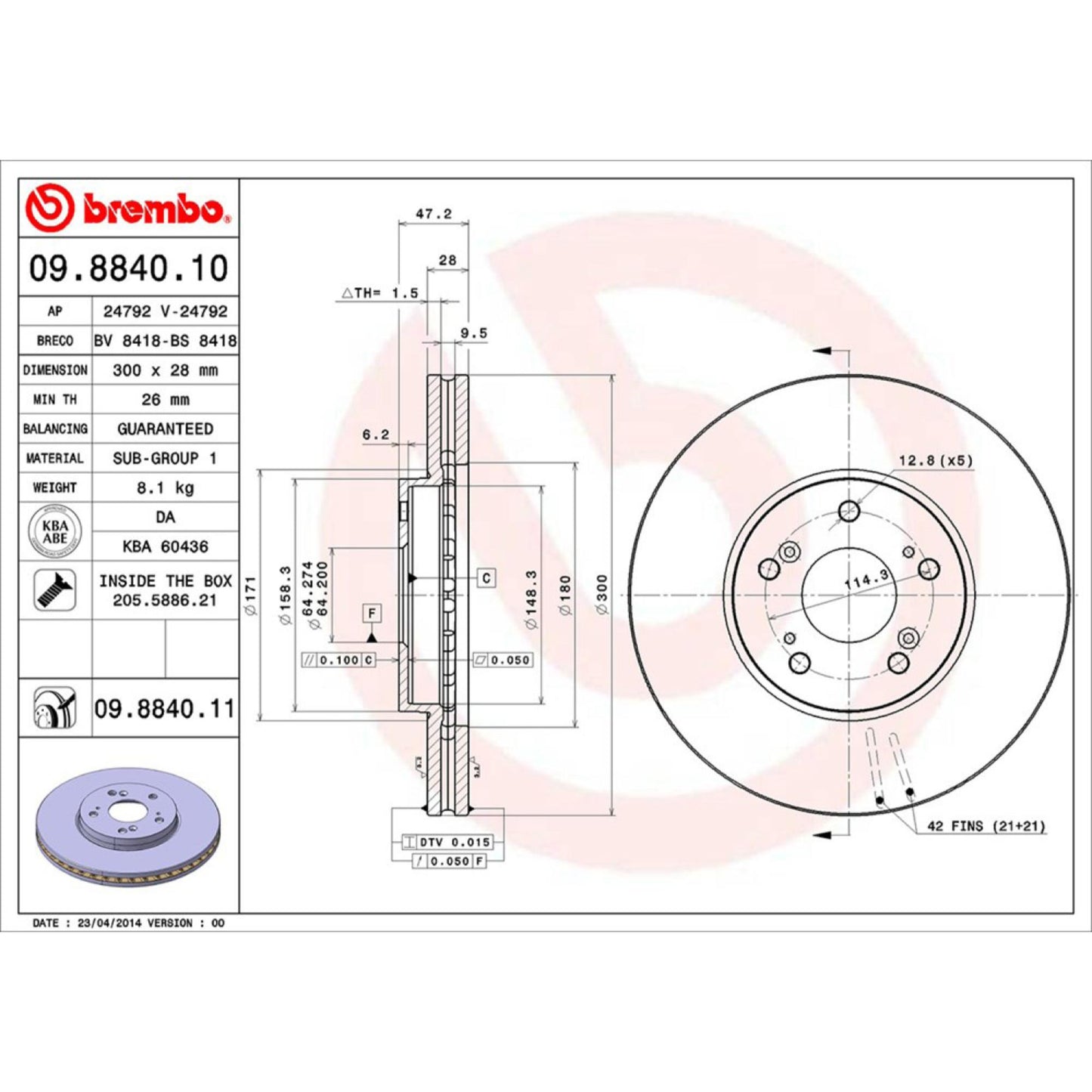Disco De Freno Delantero Para Acura Mdx 2001-2006