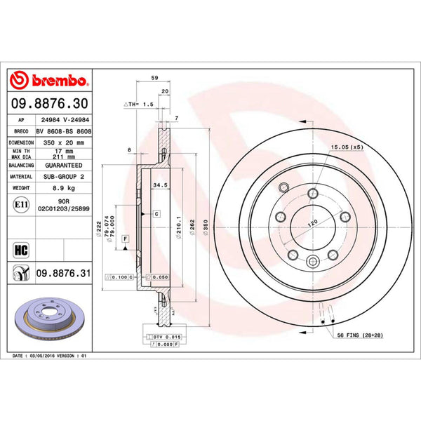Disco De Freno Trasero Para Land Rover Range Rover Sport 2006-2013