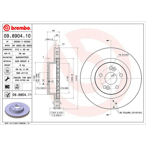 Disco De Freno Delantero Para Renault Megane 2005-2008