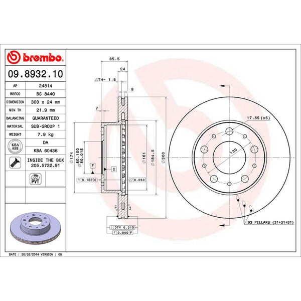 Disco De Freno Delantero Para Fiat Ducato 2008-2019