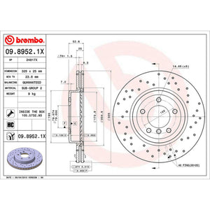 Disco de Freno Delantero para BMW 330CI 2001-2006 325 mm 25 mm de espesor 5 birlos