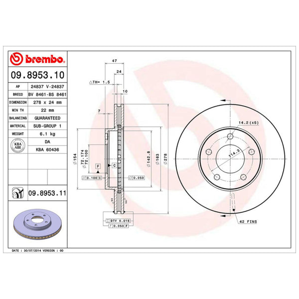 Disco De Freno Delantero Para Ford Escape 2001-2007