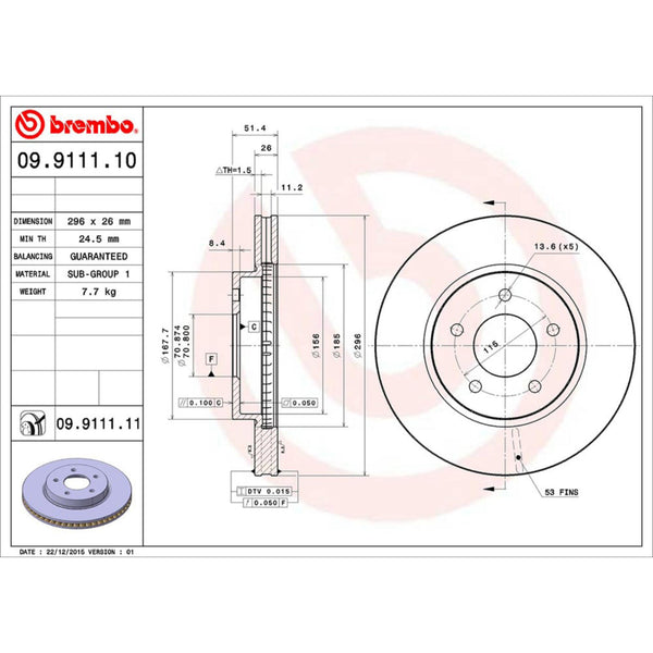 Disco De Freno Delantero Para Saturn Vue 2002-2007