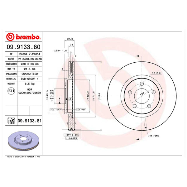 Disco De Freno Delantero Para Chrysler Pt Cruiser 2006-2008