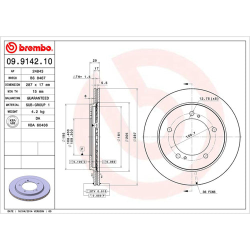 Disco De Freno Delantero Para Chevrolet Tracker 2000-2008