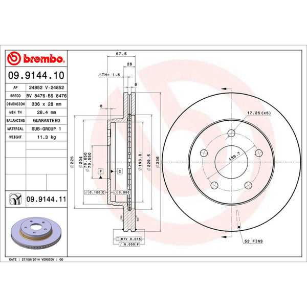 Disco De Freno Delantero Para Dodge Ram 1500 2002-2010