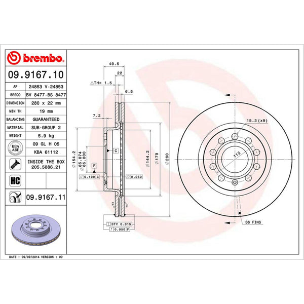 Disco De Freno Delantero Para Audi A3 2008-2013